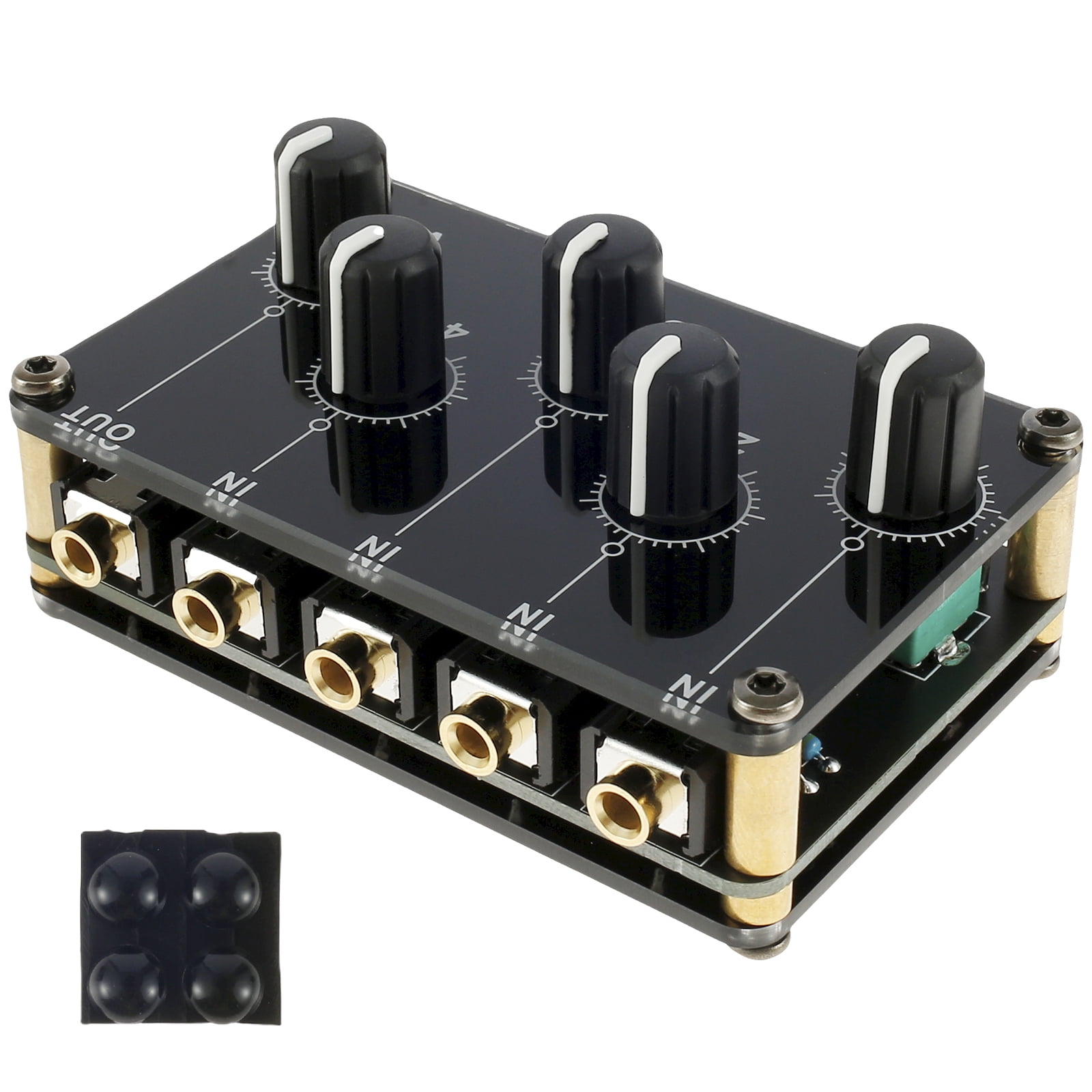 Stereo Audio Mixer 3.5mm 4 Channel Portable Mini Audio Mixer with