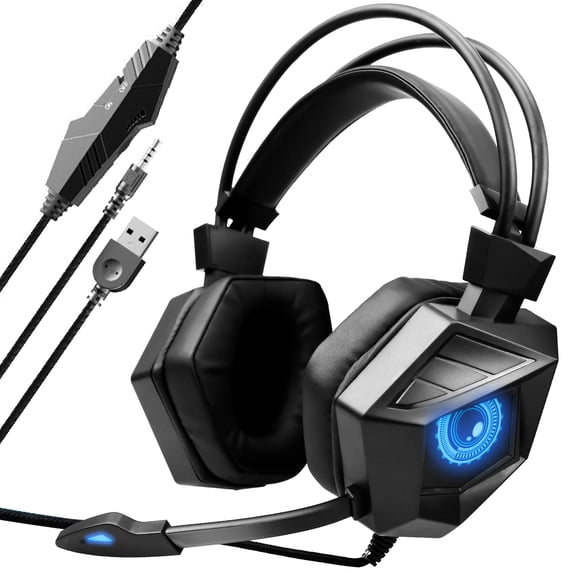 Stereo Bass Surround Sound Gaming Headset Compatible with PS4 Pro PS5 Xbox One Nintendo Switch