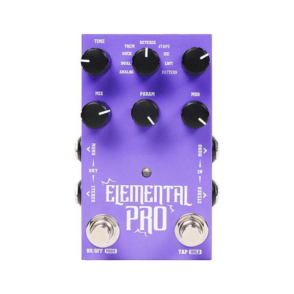Stereo Digital Delay Guitar Effects Pedal, 9 Delay Types, Tap Tempo, Hold Sustain, USB-C/9V Power, Aluminum Alloy, Purple