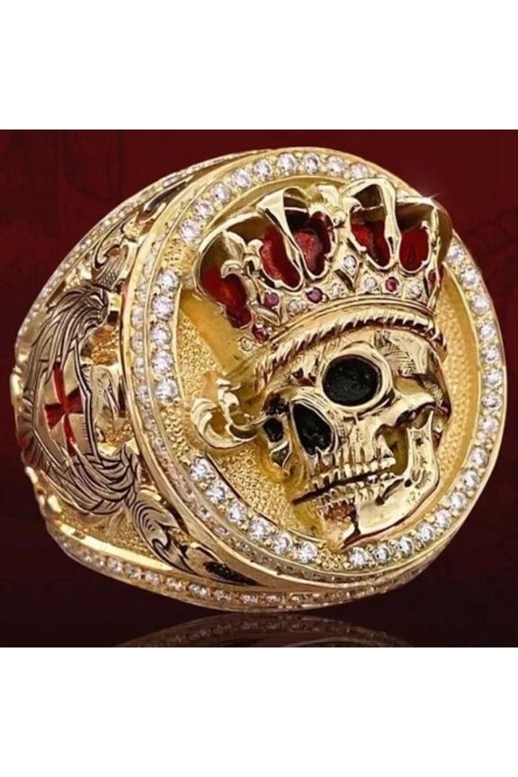 New Stereo Engraving Crown Skull Rings