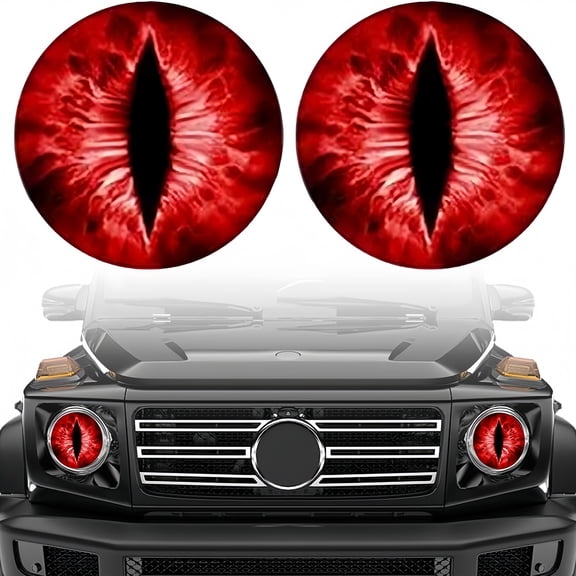 Stereo Eyes Headlight Decals, 3D Beast Eyes Stickers for Jeep Wrangler, Red Round Decals