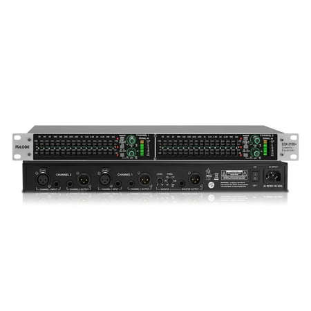 Stereo Graphic Equalizer 15-Band EQ for Home Audio System, Rack Mount Dual Channel Pro DJ Equalizer with Subwoofer Output, Noise Reduction (EQX-215S)