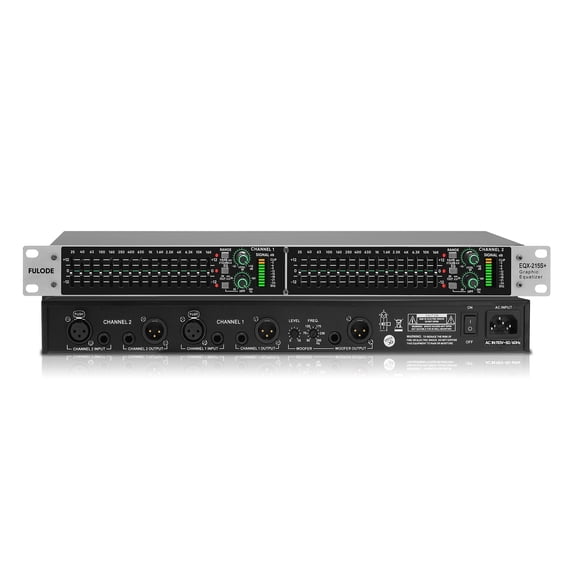 White Audio Eq Rack Stereo Graphic Equalizer 15-Band EQ for Home Audio System, Rack Mount ...