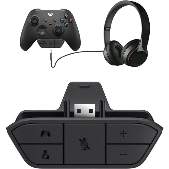 Stereo Headset Adapter for Xbox One/One S/X/Elite 1/Elite 2/Series S/X Controller - Audio Mic Headphone Adapter with Audio Balance Adjustment