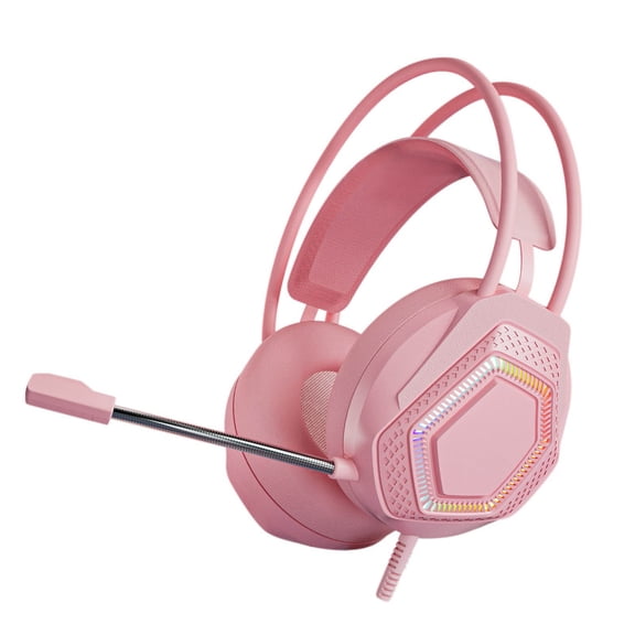 Stereo Pro Gaming Headset for PC, Computer, Gamer, Noise Cancelling Over Ear Headphones with Mic, LED Light, Bass Surround, Soft Memory Earmuffs for Laptop
