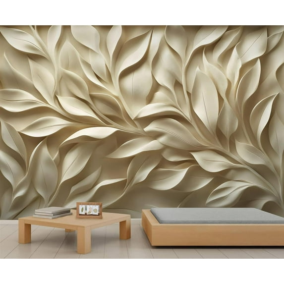 Stereo Relief Gold Leaf Wall Mural, Nordic Light Luxury Art Wallpaper, Abstract Modern Large Poster Wall Sticker For Bedroom Living Room Office 59"W x 39.4"H (Not Peel and Stick)