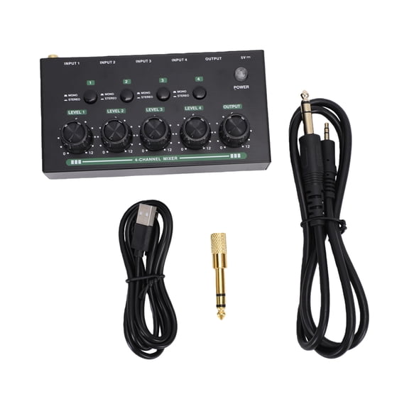 Stereo Sound Mixer Stereo Sound Mixer Portable Low Noise 4 Channel Mixer for Home Studio Recording Live Streaming