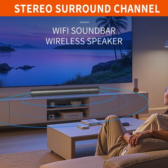 Stereo Soundbar Speaker | Wired/Wireless Home Theater Gift for Indoor/Outdoor
