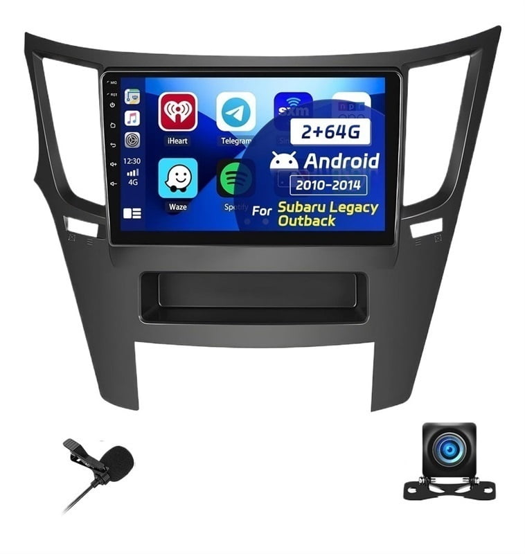 CAMECHO Android Car Stereo For Subaru Outback/Legacy 2010-2014 - 9" Touch Screen, Wireless CarPlay/Android Auto, 2GB+64GB