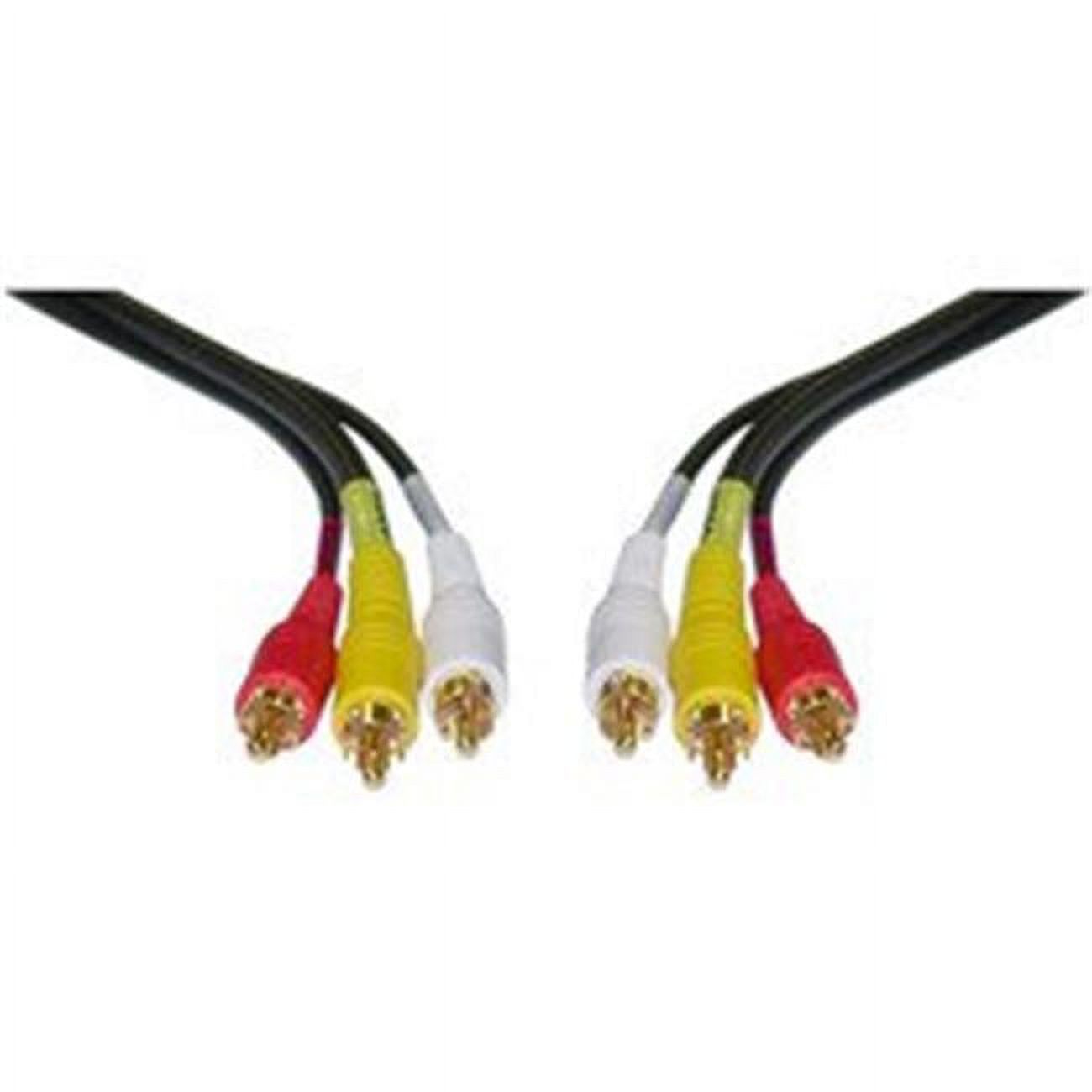 Stereo-VCR RCA Cable  2 RCA (Audio) + RCA RG59 Video  Gold-plated Connectors  12 ft - image 1 of 1