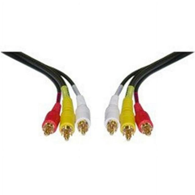 Stereo-VCR RCA Cable  2 RCA (Audio) + RCA RG59 Video  Gold-plated Connectors  12 ft