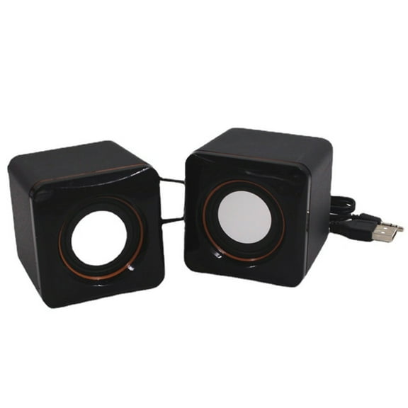Stereoed Sound Speaker Square PC Speaker USB Corded Horn Headphone Port Corded Office Speaker for Desktop Computer