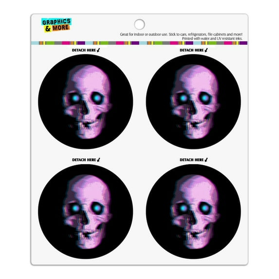 Stereoscopic Skull 3D Refrigerator Fridge Locker Vinyl Circle Magnet Set