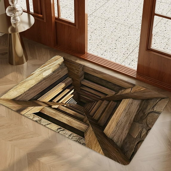 Stereoscopic Visual Effect Doormat Non-Slip Absorbent Entrance Mat for Home Kitchen Bathroom Holiday Decor(C)