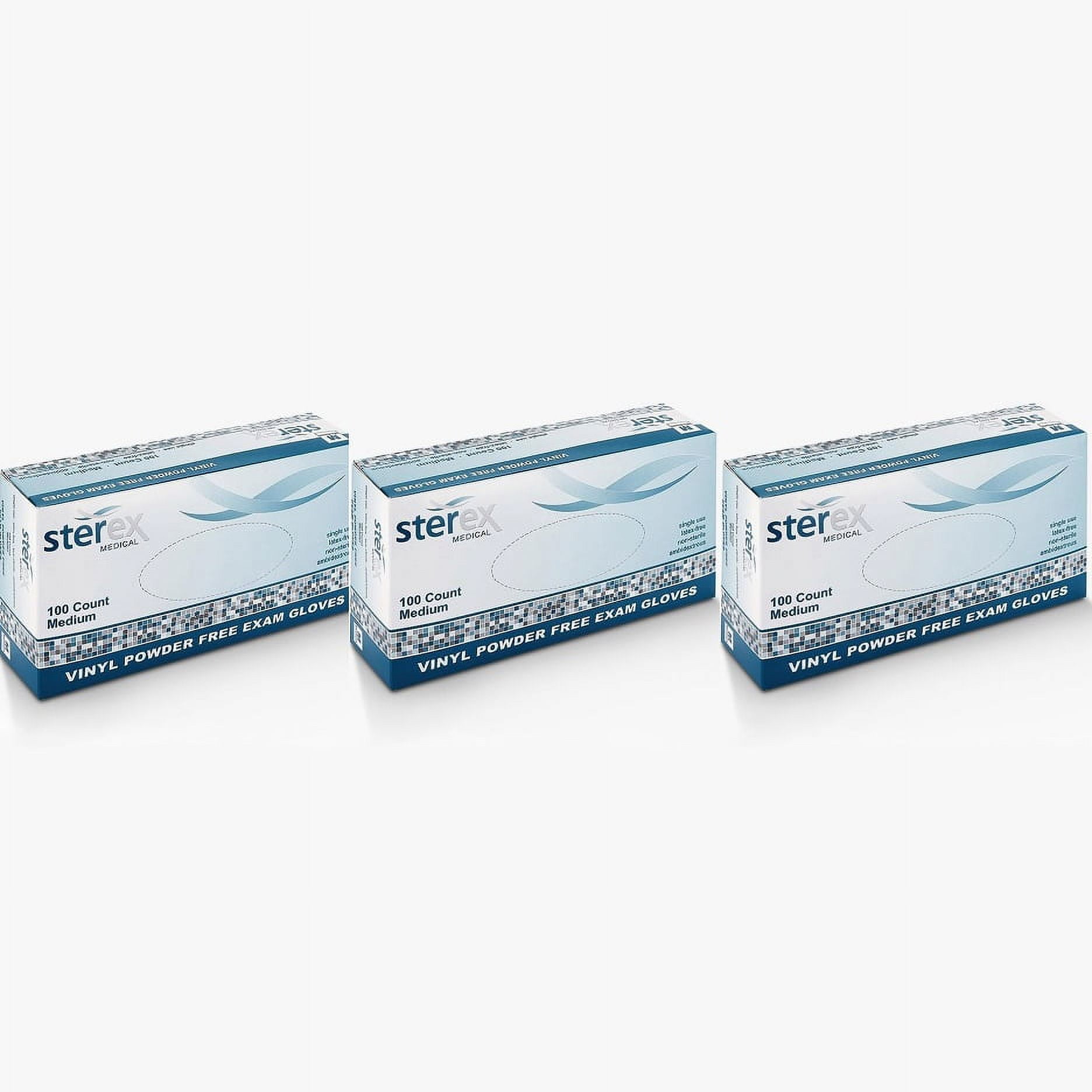 Sterex Vinyl Powder Free Exam Disposable Gloves Medium (Case Of 3 Boxes