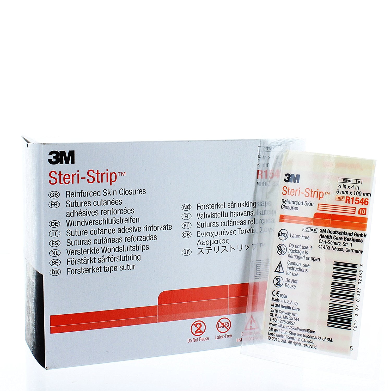 Steri-Strip Adhesive Skin. Closures ¼ in. x 4 in. (Reinforced), (5-Pack of 10 each)