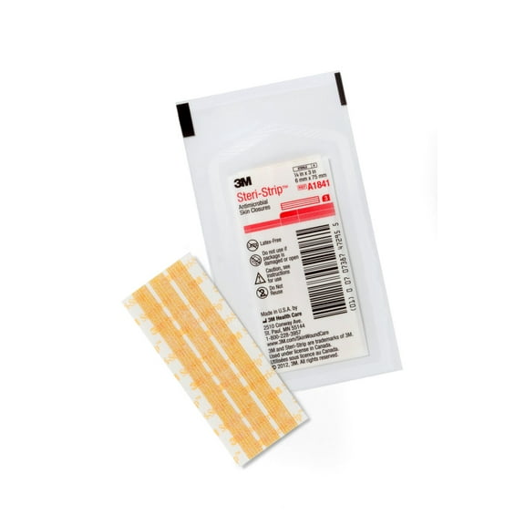 Steri-Strip Antimicrobial Skin Closure Strip 1/2 X 4 Inch Nonwoven Material Reinforced Tan, A1847 - BOX OF 50
