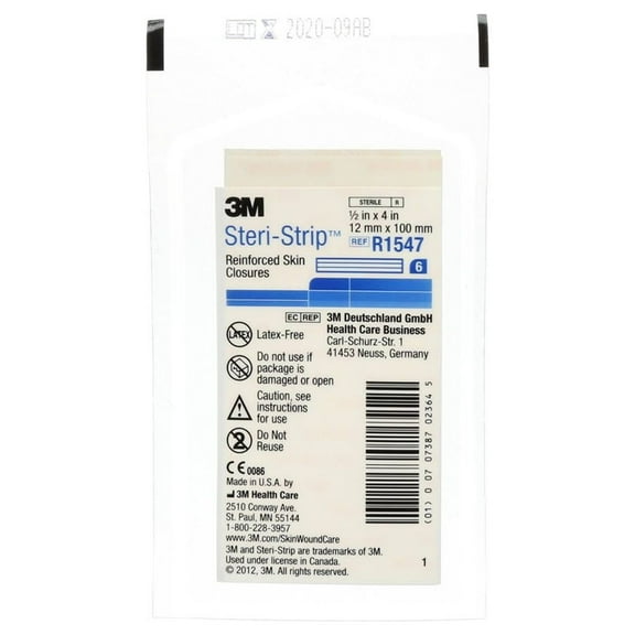 Steri-Strip Reinforced Adhesive Skin Closure Strips, 0.5 Inch x 4 Inch, Box of 50