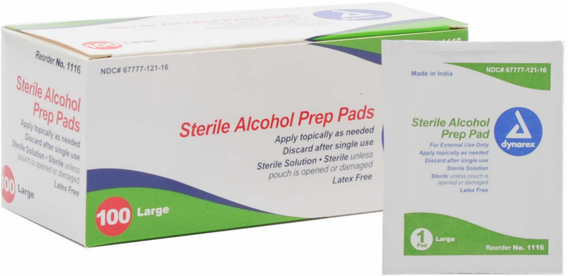 Sterile Alcohol Prep Pads, Large 100 Each - (Pack of 6)