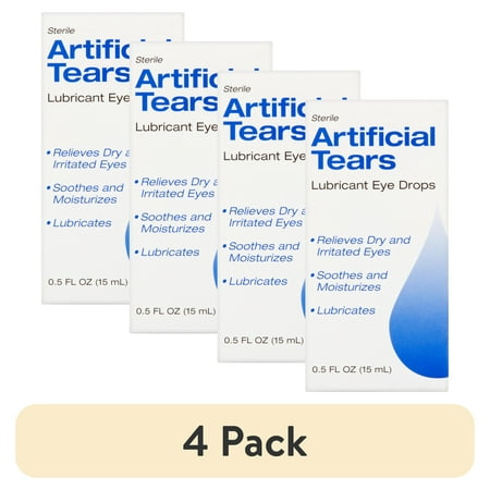 (4 pack) Sterile Artificial Tears Lubricant Eye Drops, 0.5 fl oz