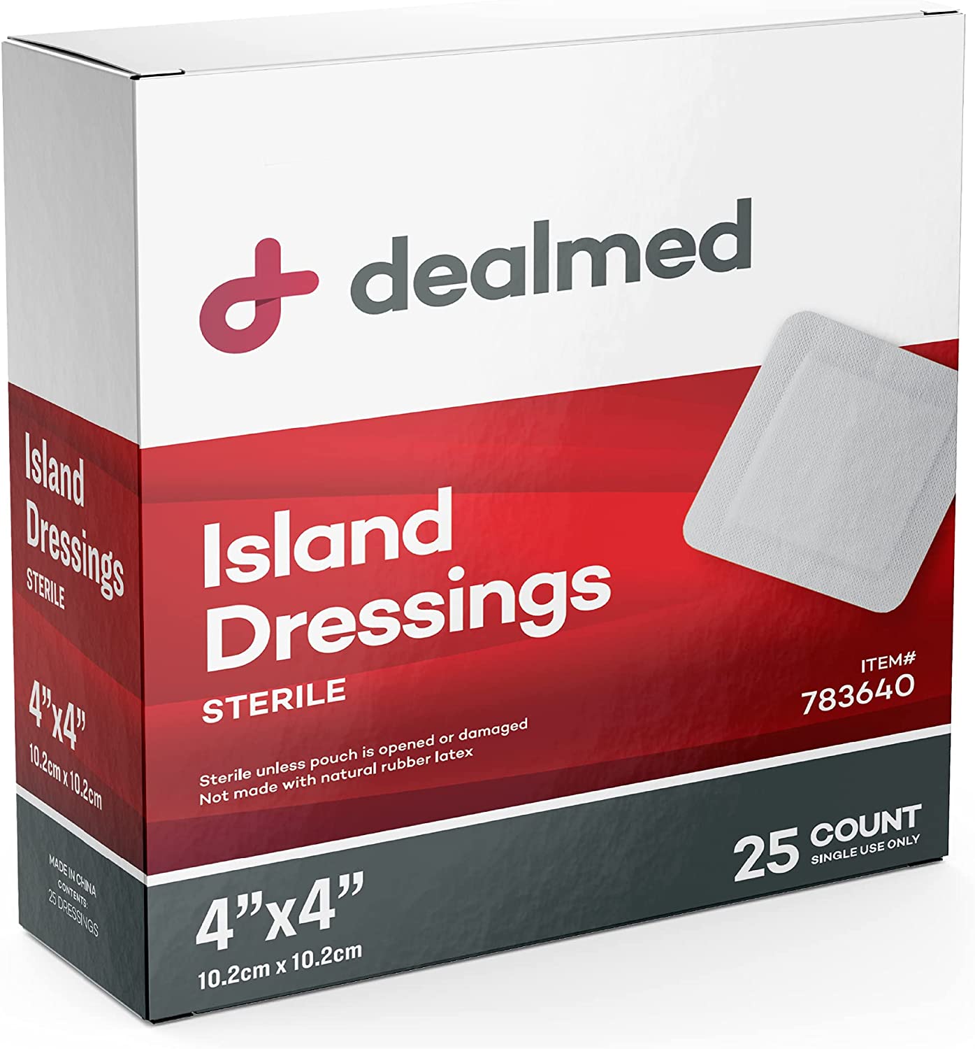 Sterile Bordered Gauze Island Dressings 25 Count, 4" x 4" Gauze Pads
