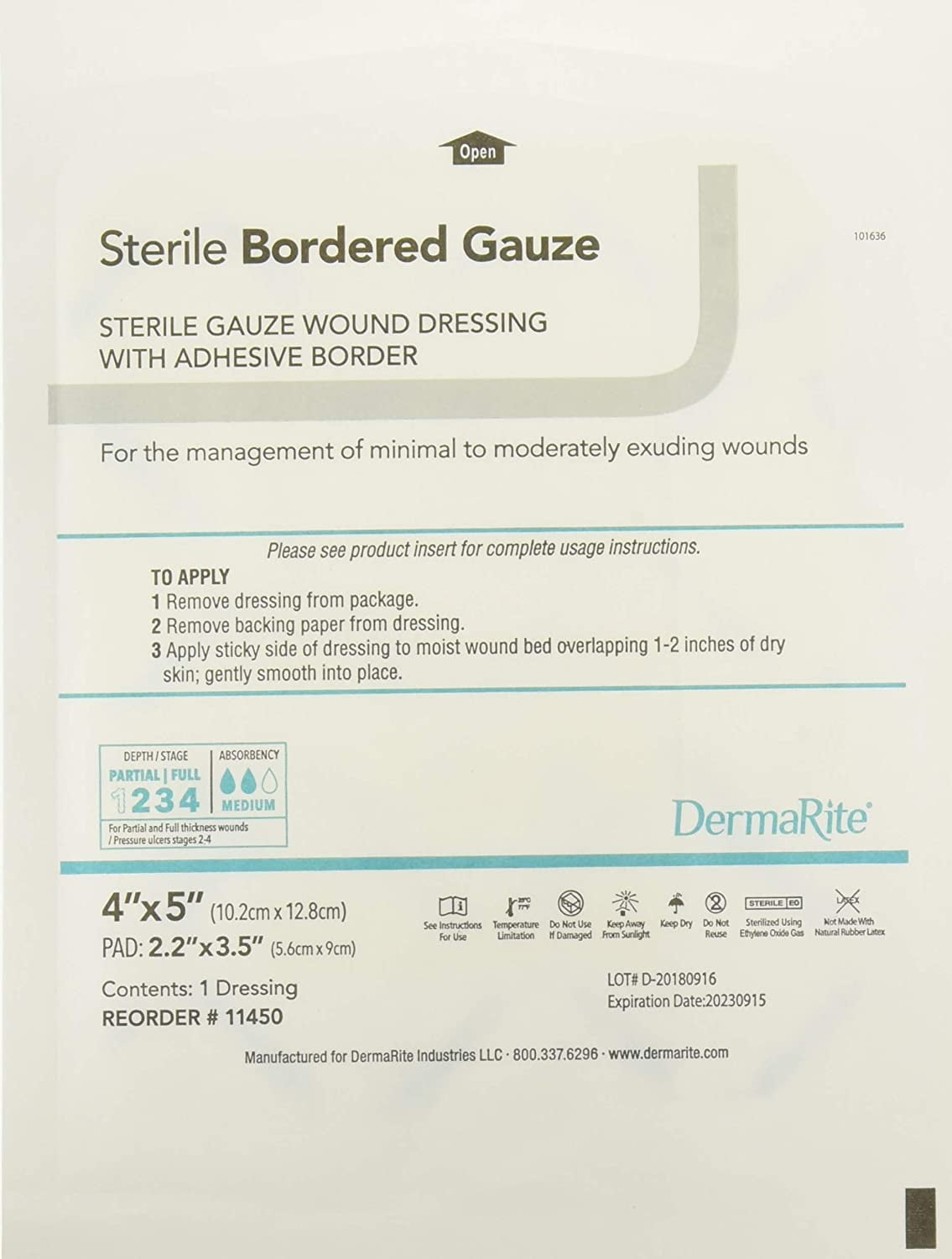 Sterile Bordered Gauze Sterile Gauze Wound Dressing With Adhesive Border4 in.x5 in. (Each