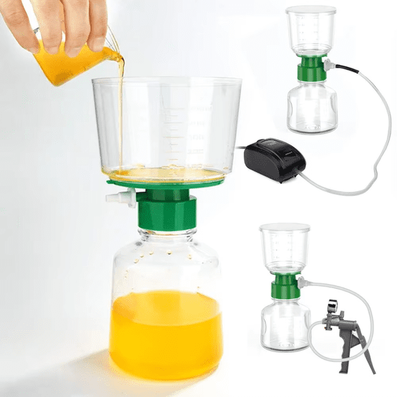 Sterile Bottle Top Vacuum Filtration with 0.22 PVDF Hydrophilic Membrane for Lab, 250ml Funnel + 250ml Receiver,1pcs