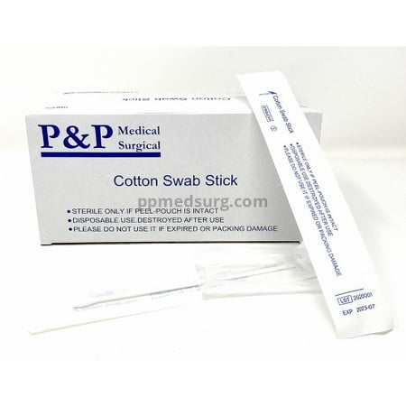 Sterile Cotton Tipped Applicator Swabstick 6" Box of 100