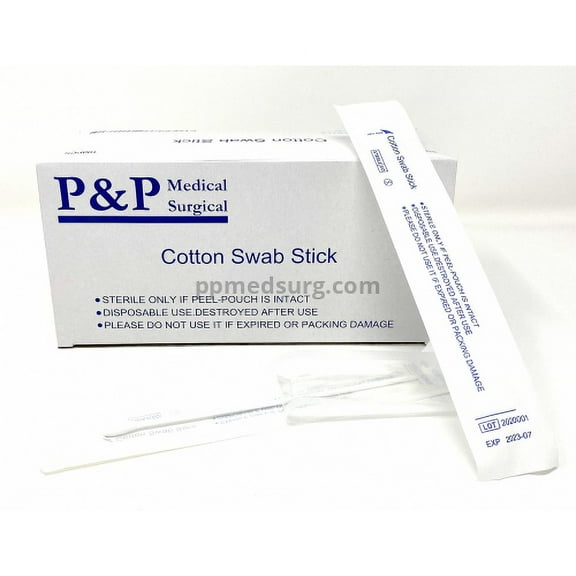 Sterile Cotton Tipped Applicator Swabstick 6" Box of 200