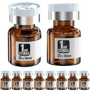 Sterile Empty Amber Vials with Self Healing Injection Port,with Flip Off Aluminum Cap,Sterile Package 1ml,10pcs