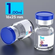 Sterile Empty Clear Vials with Self Healing Injection Port,with Flip Off Aluminum Cap,Sterile Package 1ml,10pcs
