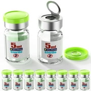 Sterile Empty Vial Sealing with 20mm Self Healing Injection Port and Burr-Free Tear Off Plastics Aluminum Cap, Glass Lab Sample Vial for Sterile Storage ,Individual Package Clear 5ml 10pcs
