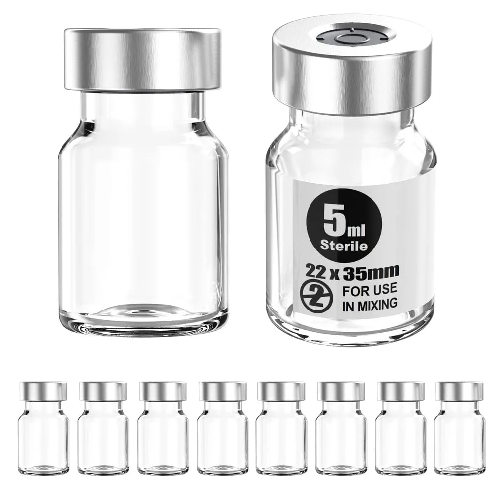 Sterile Empty Vials Silver Aluminum Cap with Butyl Rubber Stopper