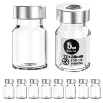 Sterile Empty Vials Silver Aluminum Cap with Butyl Rubber Stopper,Sterile Package of10(5ml)