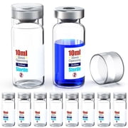 Sterile Empty Vials With Reuse Cap And 20 mm Self Healing Injection Port,Buckle Glass Vials ,Sterile Package,Clear 10ml 10pcs