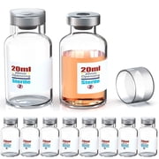 Sterile Empty Vials With Reuse Cap And 20 mm Self Healing Injection Port,Buckle Glass Vials ,Sterile Package,Clear 20ml 10pcs