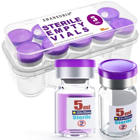 Sterile Empty Vials with Self Healing Injection Port,with Flip Off Aluminum Cap,Sterile Package,Packaged in Boxes(5ml 10pcs)