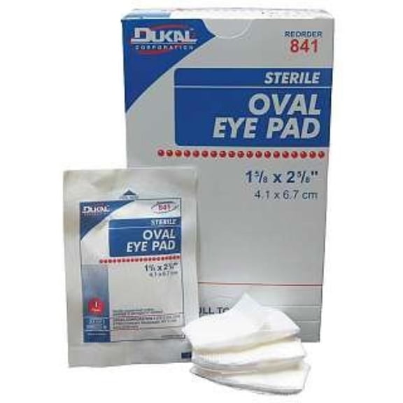 Sterile Eye Pads - Box of 50, 841 Pad Eye LF Sterile 1-5/8-2-5/8 Oval White 50 Per Box Part No. 841 by- Dukal Corporation By Dukal,USA
