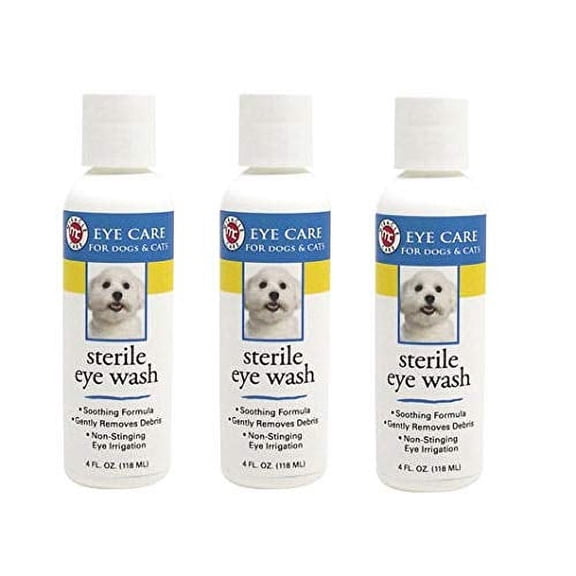 Sterile Eye Wash Dog Grooming Tear Stain Remover Soothing Gentle Formula 4oz (Three Bottles)