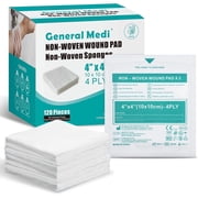General Medi 120 Pieces Sterile Gauze Sponges, 4" x 4" Non-Woven Wound Pads - Individually Wrapped Highly Absorbent Sponges Pads for Cushioning Minor Wounds, Cuts & Burns Wound Care