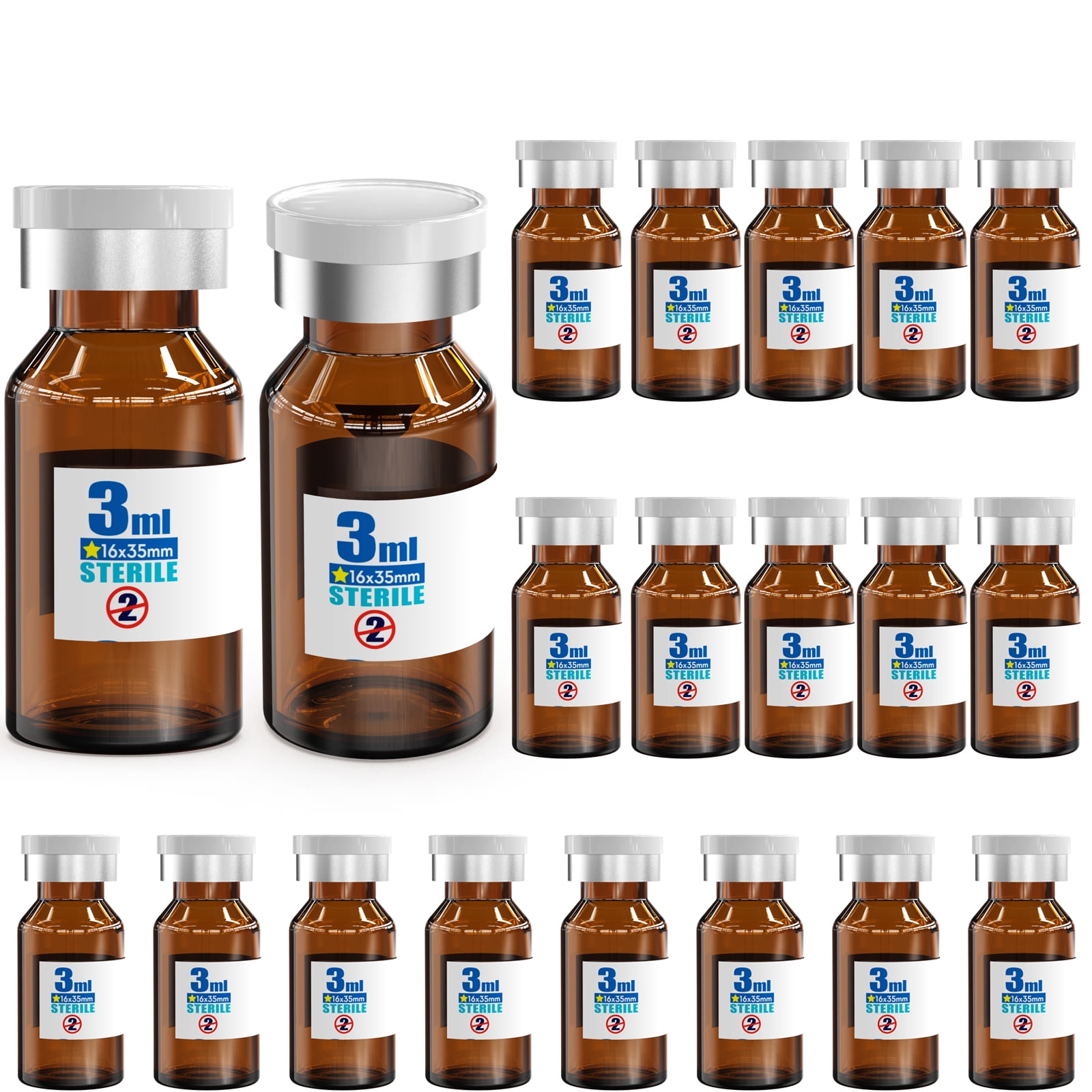 Packaged Vials Sterile Glass Vials Sealed with 13mm Rubber Stopper and Burr-Free ...