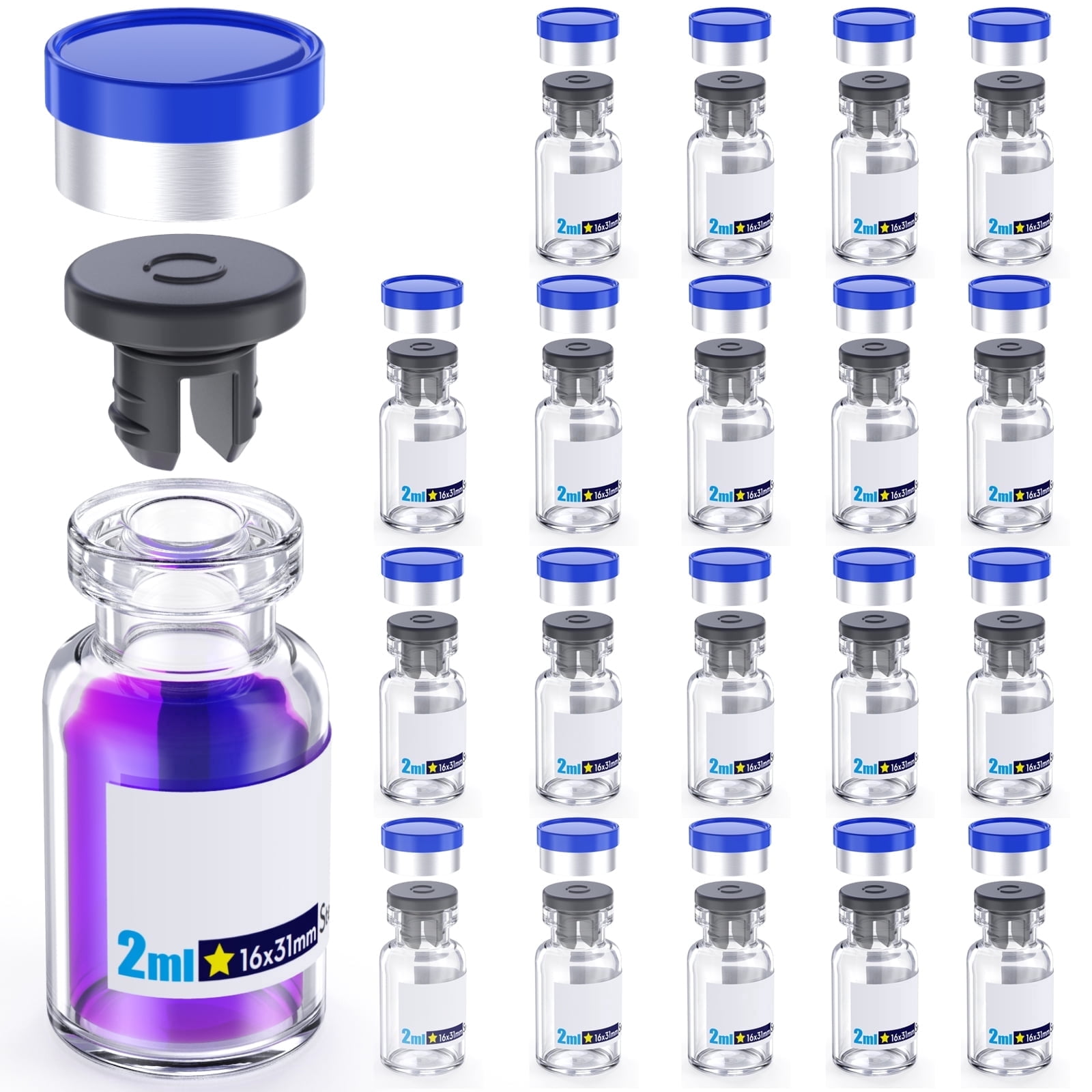 Packaged Vials Sterile Glass Vials With Separate 13mm Rubber Stopper and Burr-Free ...