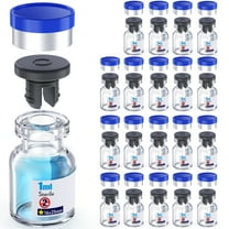 Sterile Glass Vials With Separate 13mm Rubber Stopper and Burr-Free Aluminum Plastics Cap,Borosilicate Glass Storage Vial Need to Crimped With Pliers Individually Packaged 20pcs,clear 1ml