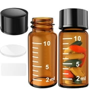 Sterile Glass Vials with Black Screw Cap White Graduation Leak Proof Great for Liquid Dividing,Powder Storage ,Pill CaseAmber 10ml,12pcs