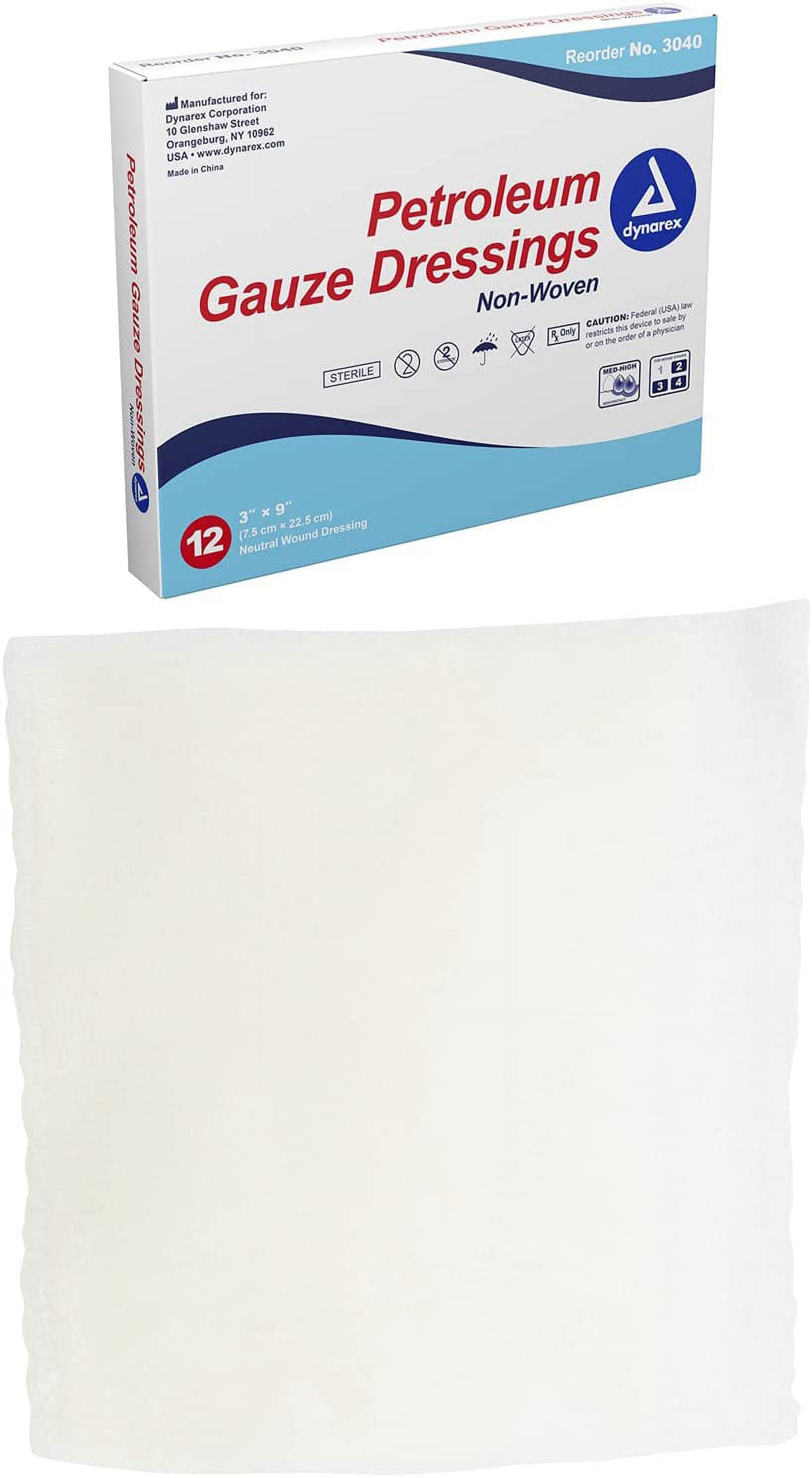 Sterile Petroleum Non Adhering Gauze Dressing for Wounds, 12 Count