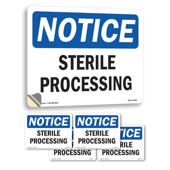 Sterile Processing OSHA Notice Vinyl Decal Label 5 Inch x 3.5 Inch - 5 Pack