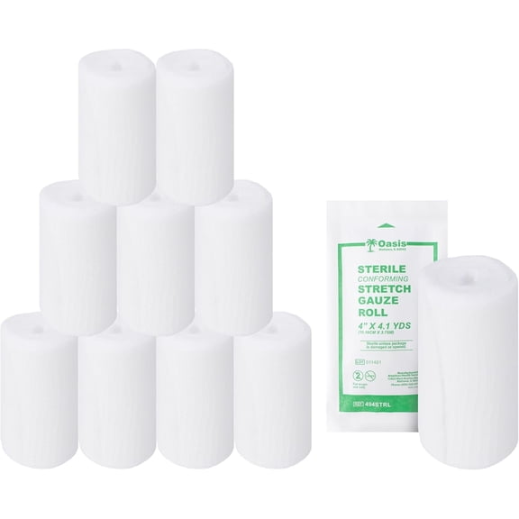 Sterile Stretch Gauze Rolls 4" X 2.1 yds, 48 Count