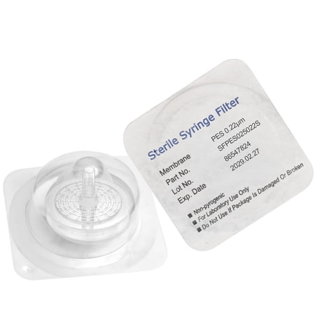 Sterile Syringe Filter PES Membrane 25mm Disc Diameter 0.22µm Pore Size,HPLC and GC Filter,High Throughput Lab Filtration 10PCS Individually Packed price history and forecast - Biomed Scientific WPES2522S-10M