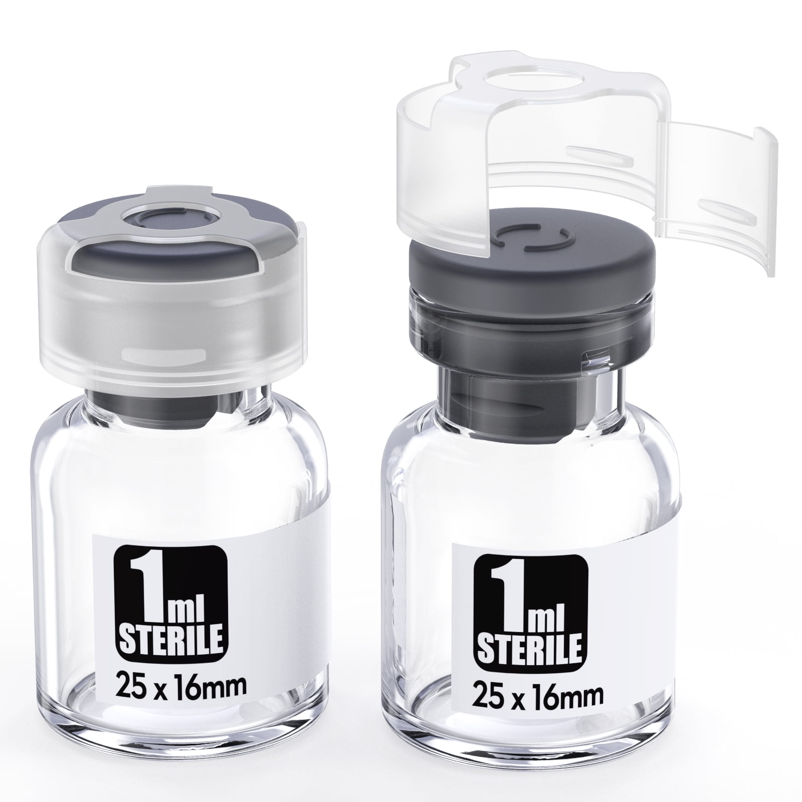 Biomed Scientific, Glass Vials, 1ml, Sterile with Locking Cap - Walmart.com