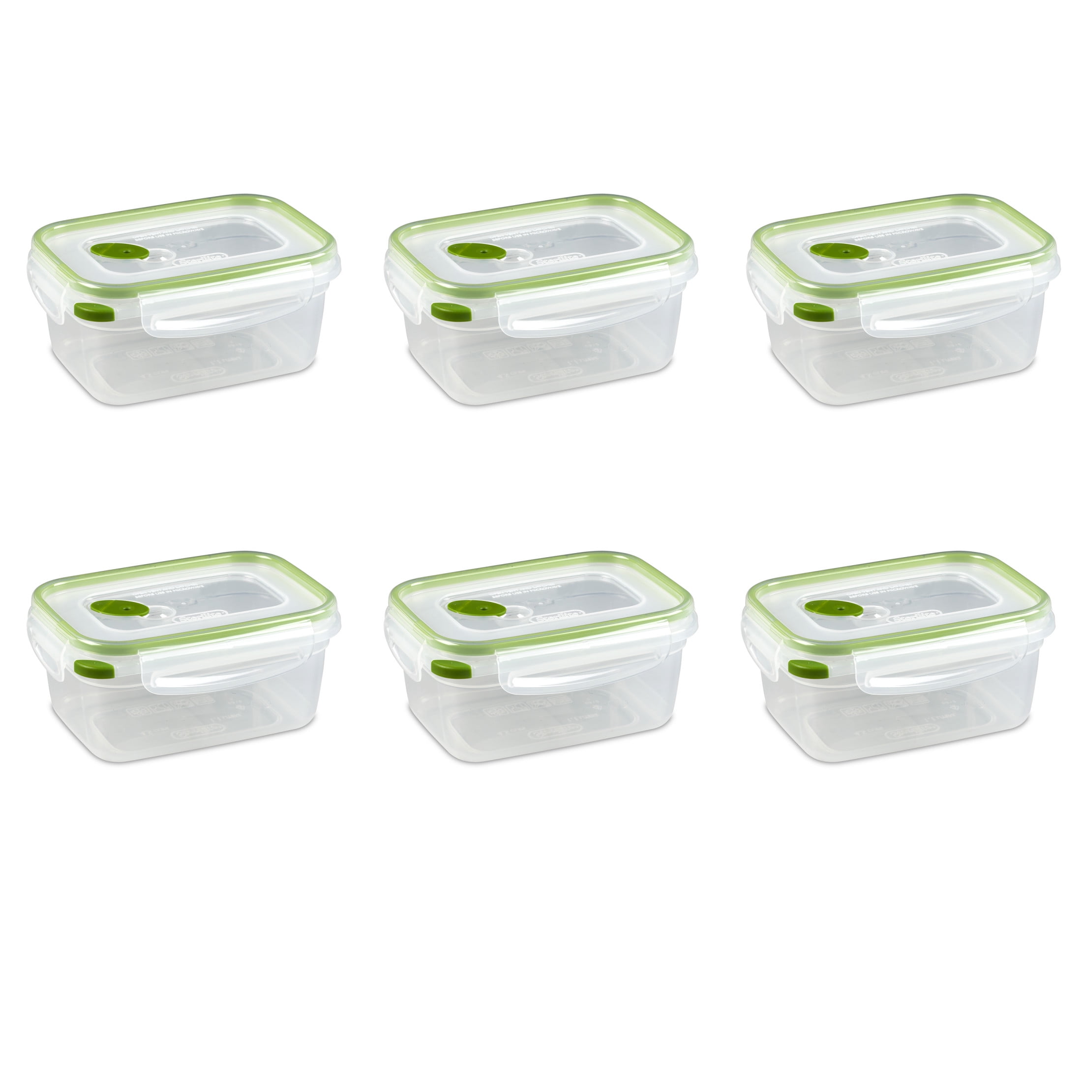 Sterilite Ultra•Seal™ 4.5 Cup Rectangle, Latching Food Storage Container, Airtight Watertight Seal, Green, 6 Count